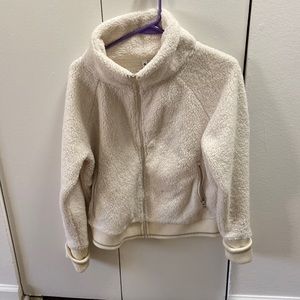 white teddy coat zip up